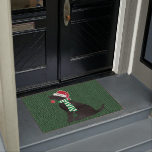 Niedlicher Weihnachtsschwarzer Lab Fußmatte