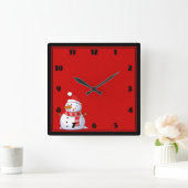 Niedlicher WeihnachtsSnowman Quadratische Wanduhr (Zuhause)