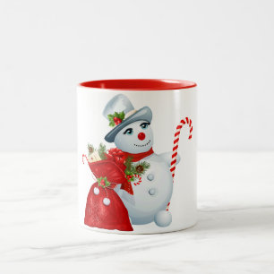 Niedlicher WeihnachtsSnowman Zweifarbige Tasse