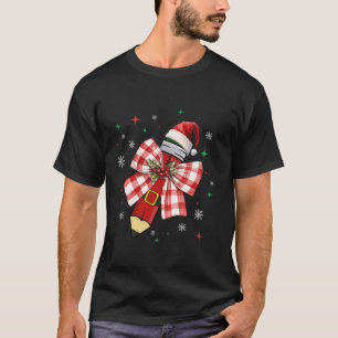 Niedlicher Weihnachtsstift Coquette Bow Weihnachts T-Shirt