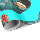 Niedlicher WeihnachtsStrumpf, kleines Kind Türkis Geschenkpapier (Rolleneckpunkt)