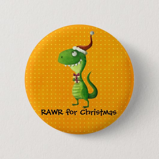 Niedlicher WeihnachtsT-Rex Button (Vorderseite)