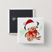 Niedlicher Weihnachtsteddybär Button (Vorne & Hinten)