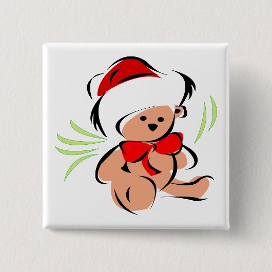 Niedlicher Weihnachtsteddybär Button (Vorderseite)