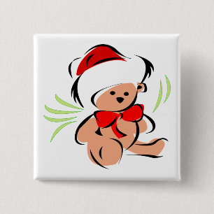 Niedlicher Weihnachtsteddybär Button