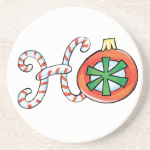 Niedlicher Weihnachtstext, Ho in Candy Canes Ornam Getränkeuntersetzer