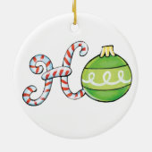 Niedlicher Weihnachtstext, Ho in Candy Canes Ornam Keramik Ornament (Hinten)