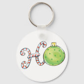 Niedlicher Weihnachtstext, Ho in Candy Canes Ornam Schlüsselanhänger (Vorderseite)
