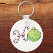 Niedlicher Weihnachtstext, Ho in Candy Canes Ornam Schlüsselanhänger (Vorderseite)