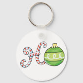 Niedlicher Weihnachtstext, Ho in Candy Canes Ornam Schlüsselanhänger (Vorderseite)