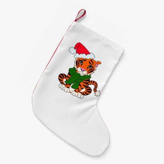 Niedlicher Weihnachtstiger-Strumpf Kleiner Weihnachtsstrumpf (Vorderansicht (hängend))