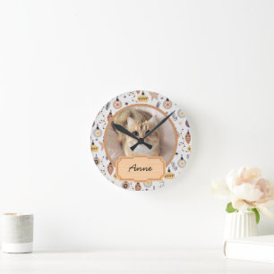 niedlicher Weihnachtsurlaub Custom Cat Foto Runde Wanduhr
