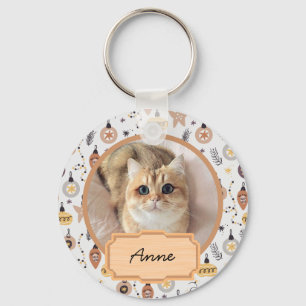 niedlicher Weihnachtsurlaub Custom Cat Foto Schlüsselanhänger