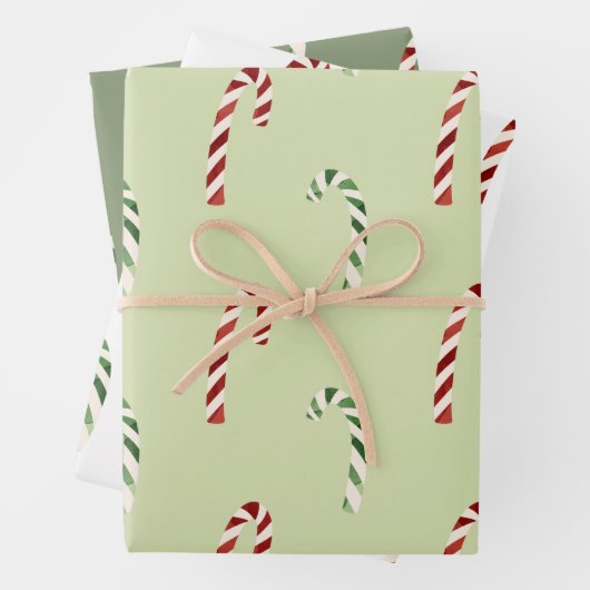 Niedlicher Weihnachtsurlaub in Grün und Rot Candy Geschenkpapier Set (Beispiel)
