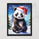 Niedlicher Weihnachtsurlaub in Santa Panda Postkarte (Vorderseite)