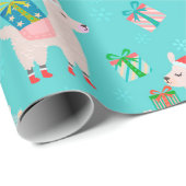 Niedlicher Weihnachtsurlaub Llama Kindermuster Geschenkpapier (Rolleneckpunkt)