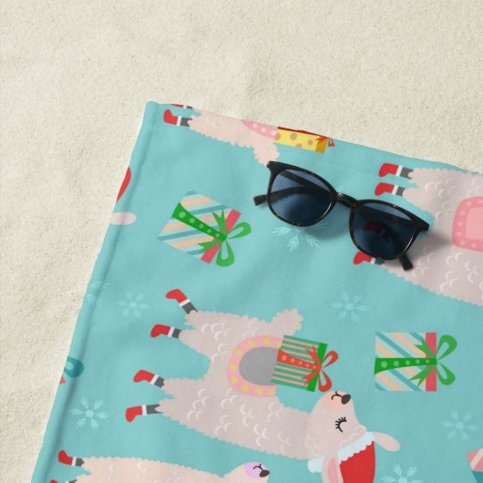 Niedlicher Weihnachtsurlaub Llama Kindermuster Strandtuch (Beispiel)