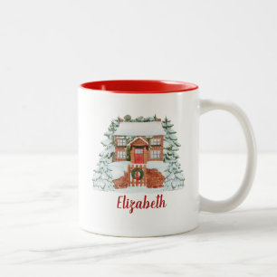 Niedlicher Weihnachtsurlaub Zweifarbige Tasse