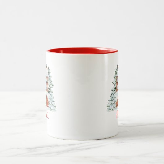 Niedlicher Weihnachtsurlaub Zweifarbige Tasse (Mittel)