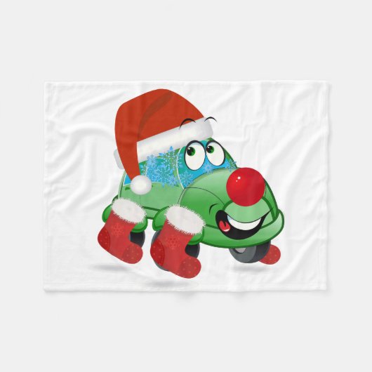 Niedlicher Weihnachtswagen Cartoon Fleecedecke (Vorderseite (Horizontal))