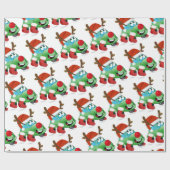 Niedlicher Weihnachtswagen Cartoon Geschenkpapier (Flach)