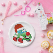 Niedlicher Weihnachtswagen Cartoon Pappteller (Party)