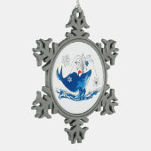 Niedlicher Weihnachtswal Schneeflocken Zinn-Ornament (Links)