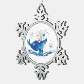 Niedlicher Weihnachtswal Schneeflocken Zinn-Ornament (Rechts)