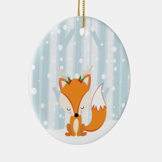 Niedlicher Weihnachtswaldfuchs Keramikornament (Rechts)