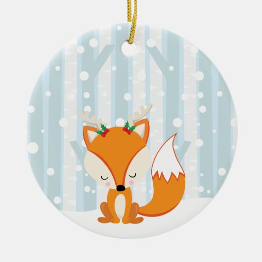 Niedlicher Weihnachtswaldfuchs Keramikornament (Vorne)