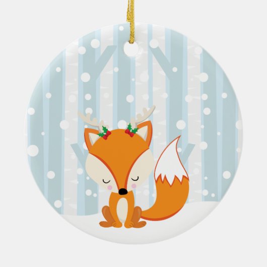 Niedlicher Weihnachtswaldfuchs Keramikornament (Hinten)
