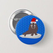Niedlicher Weihnachtswalrus und Schneeflocken Button (Vorne & Hinten)