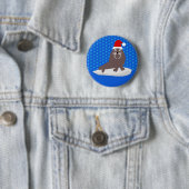 Niedlicher Weihnachtswalrus und Schneeflocken Button (Beispiel)