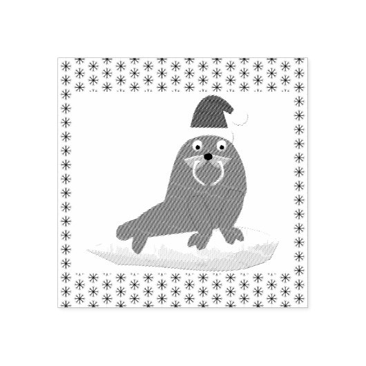 Niedlicher Weihnachtswalrus und Schneeflocken Gummistempel (Prägung)