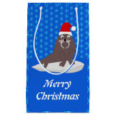 Niedlicher Weihnachtswalrus und Schneeflocken Kleine Geschenktüte (Vorderseite)