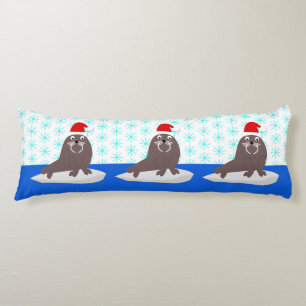 Niedlicher Weihnachtswalrus und Schneeflocken Seitenschläferkissen