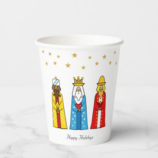 Niedlicher Weihnachtswein Männer & Golden Star Con Pappbecher (Rückseite)