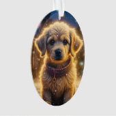 Niedlicher WeihnachtsWelpe auf einer schneebedeckt Ornament (Vorderseite)