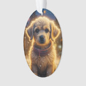 Niedlicher WeihnachtsWelpe auf einer schneebedeckt Ornament (Vorderseite)