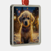 Niedlicher WeihnachtsWelpe auf einer schneebedeckt Ornament Aus Metall (Rechts)