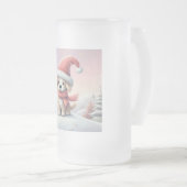 Niedlicher Weihnachtswelpen in der Weihnachtsmannm Mattglas Bierglas (VorderseiteRechts)
