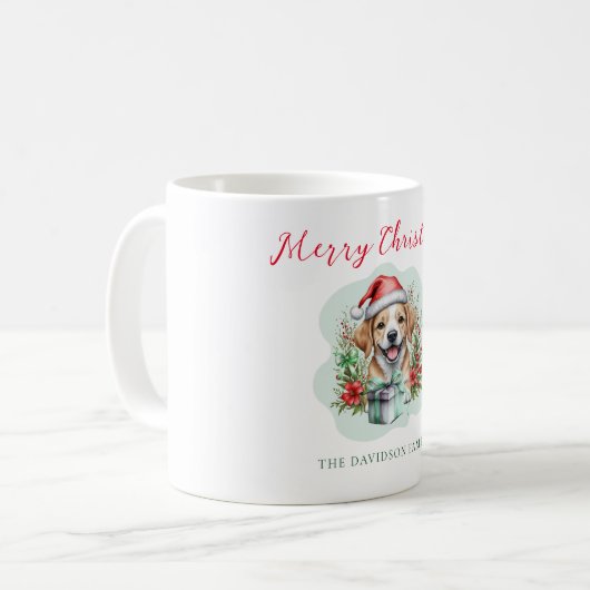 Niedlicher Weihnachtswelpen Kaffeetasse (Vorderseite Links)