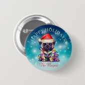 Niedlicher Weihnachtswunsch Happy Holidays Hunde H Button (Vorne & Hinten)