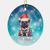 Niedlicher Weihnachtswunsch Happy Holidays Hunde H Keramik Ornament (Links)