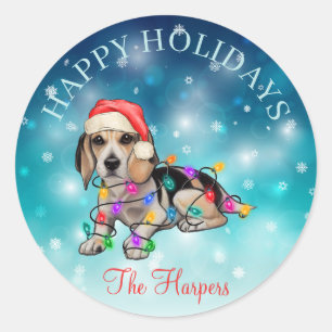 Niedlicher Weihnachtswunsch Happy Holidays Hunde H Runder Aufkleber