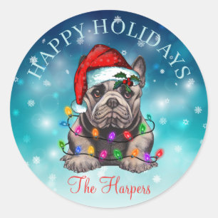 Niedlicher Weihnachtswunsch Happy Holidays Hunde H Runder Aufkleber