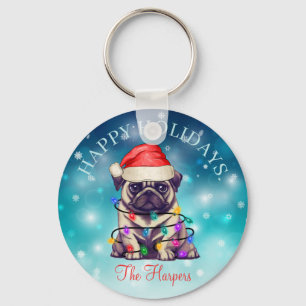 Niedlicher Weihnachtswunsch Happy Holidays Hunde H Schlüsselanhänger
