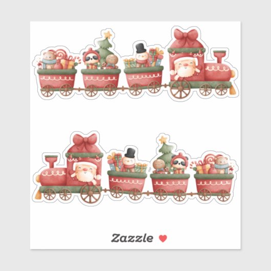 Niedlicher Weihnachtszug mit Spielzeug Aufkleber (Blatt)