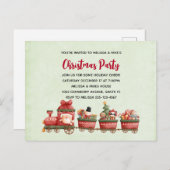 Niedlicher Weihnachtszug mit Spielzeug Einladung (Vorne/Hinten)