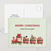 Niedlicher Weihnachtszug mit Spielzeug Feiertagspostkarte (Vorne/Hinten)